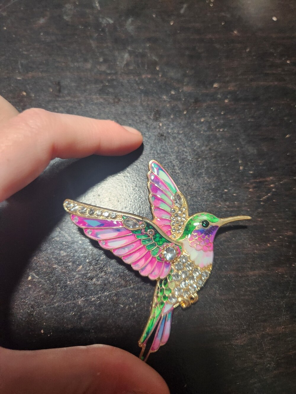 Colorful Hummingbird  Brooch - Pink Accents - Picture 2 of 2